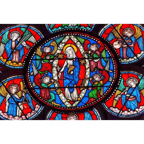 Virgin Mary-Angels stained glass-Notre Dame Cathedral-Paris-France
